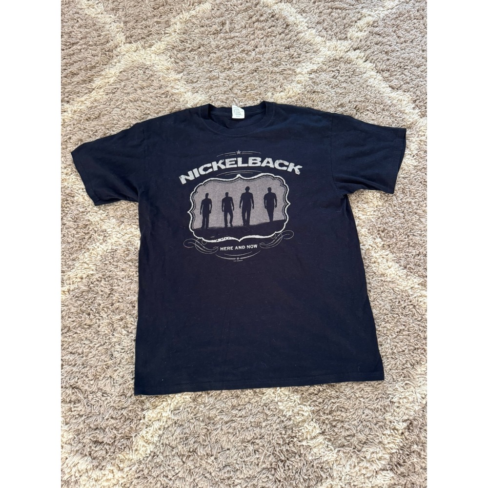 Nickelback Here and Now 2011 Concert Graphic T-Shirt Mens Large Black Rock‎ Band